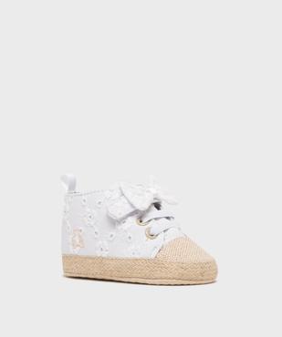 Chaussons de naissance tennis en toile brodée bébé fille - LuluCastagnette vue2 - LULU CASTAGNETTE GEMO FOR GOOD - GEMO