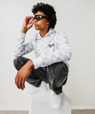 Sweat à capuche à motifs damier garçon vue7 - GEMO 4G GARCON - GEMO