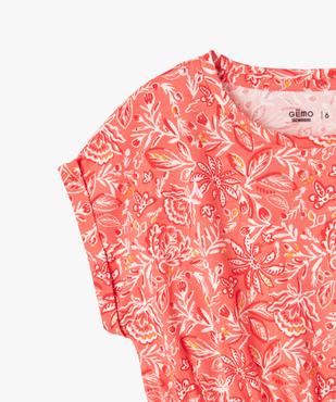 Robe à manches courtes imprimée en coton fille vue2 - GEMO 4G FILLE - GEMO
