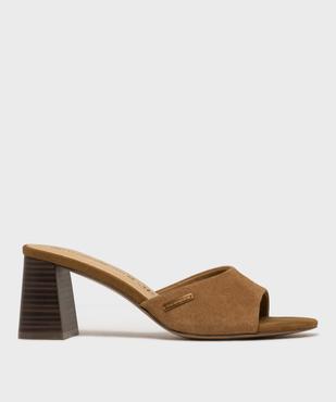 Mules à talon trapèze en suédine femme - LuluCastagnette vue1 - LULUCASTAGNETTE - GEMO