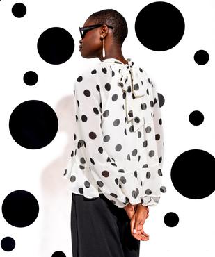 Blouse à pois en voile avec lien dans le dos femme vue7 - GEMO(FEMME PAP) - GEMO