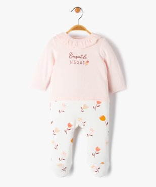 Pyjama bébé fille bimatières effet 2 en 1 vue1 - GEMO(BB COUCHE) - GEMO