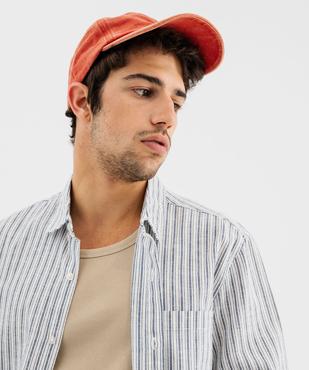 Chemise en lin et coton à rayures homme vue6 - GEMO 4G HOMME - GEMO