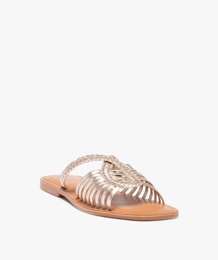 Mules femme à talon plat dessus cuir métallisé – Tanéo vue2 - TANEO - GEMO