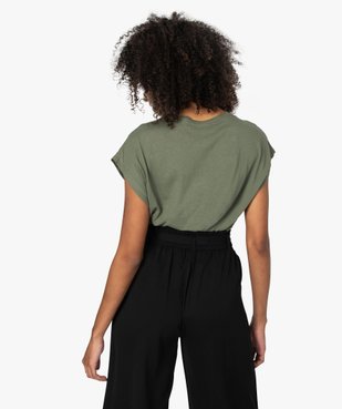 Tee-shirt femme à manches courtes avec motif fleuri vue3 - GEMO C4G FEMME - GEMO