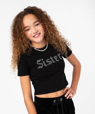 Tee-shirt court à manches courtes avec inscription fille vue5 - GEMO 4G FILLE - GEMO