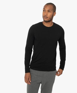 Tee-shirt homme à manches longues et col rond coupe slim vue1 - GEMO 4G HOMME - GEMO