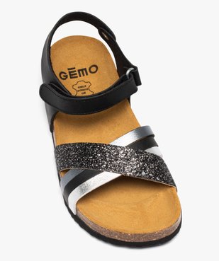 Sandales fille à brides croisées irisées et à paillettes vue5 - GEMO 4G FILLE - GEMO