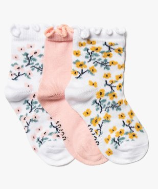 Chaussettes bébé fille à motifs fleuris (lot de 3) vue1 - GEMO 4G BEBE - GEMO
