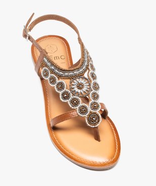 Sandales femme en cuir avec dessus en perles et à entre-doigts vue5 - GEMO (CASUAL) - GEMO