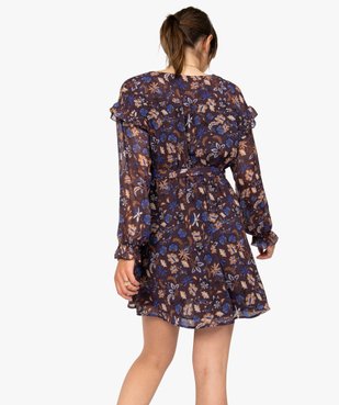 Robe femme courte en voile à motifs fleuris vue3 - GEMO(FEMME PAP) - GEMO