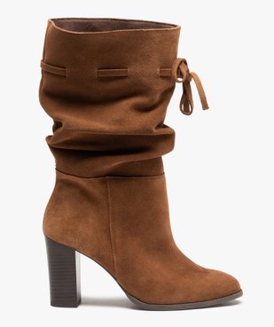 Bottes femme à talon dessus cuir retourné plissé - Tanéo vue2 - TANEO - GEMO
