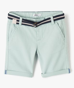 Bermuda garçon en twill avec ceinture rayée vue2 - GEMO (ENFANT) - GEMO