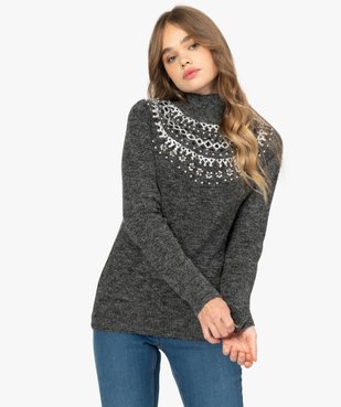 Pull femme à col montant avec décolleté fantaisie vue2 - GEMO(FEMME PAP) - GEMO