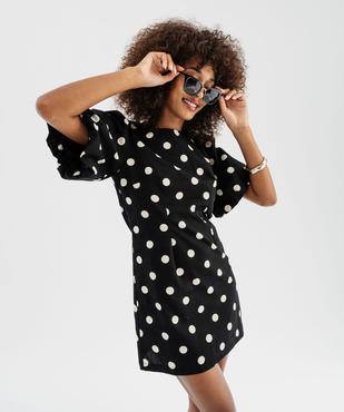 Robe courte à pois et manches courtes bouffantes vue5 - GEMO(FEMME PAP) - GEMO