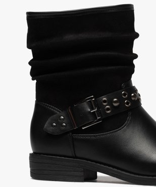 Boots femme style motardes unies à talon plat vue6 - GEMO (CASUAL) - GEMO