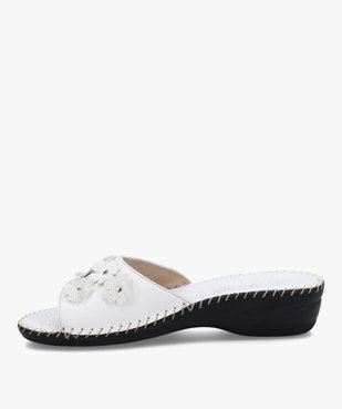Mules femme confort en cuir ornées de fleurs vue3 - GEMO (CONFORT) - GEMO