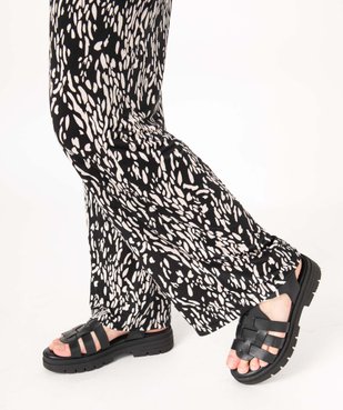 Pantalon imprimé en maille extensible avec ceinture élastiquée femme vue2 - GEMO(FEMME PAP) - GEMO