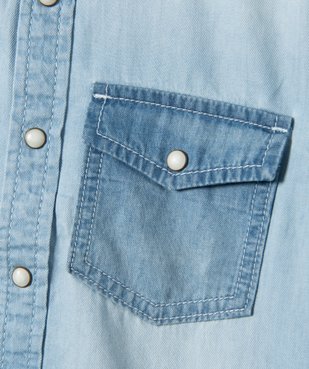 Chemise en jean garçon à pièces contrastantes - LuluCastagnette vue2 - LULUCASTAGNETTE - GEMO