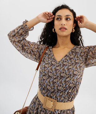 Robe imprimée en voile à manches longues femme vue2 - GEMO(FEMME PAP) - GEMO