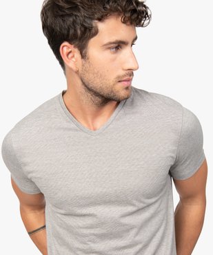 Tee-shirt homme à manches courtes et col V coupe slim vue2 - GEMO (HOMME) - GEMO