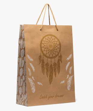 Sac cadeau en papier kraft imprimé dreamcatcher pailleté vue1 - GEMO C4G FEMME - GEMO