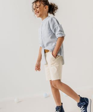 Chemise manches longues à col mao et rayures garçon vue9 - GEMO (ENFANT) - GEMO