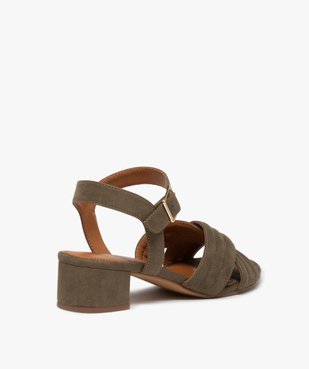 Sandales femme à brides matelassées en suédine et petit talon vue4 - GEMO(URBAIN) - GEMO