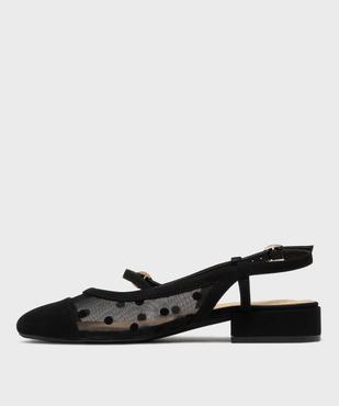 Escarpins sling-back en résille à talon plat femme - Follow Me vue4 - FOLLOW ME - GEMO