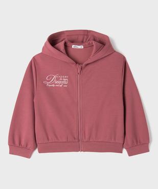 Sweat zippé à capuche avec message poitrine et dos fille vue1 - GEMO (ENFANT) - GEMO