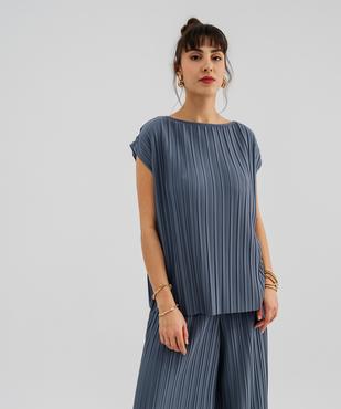Tee-shirt sans manches loose en maille plissée femme vue1 - GEMO(FEMME PAP) - GEMO