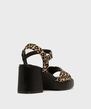Sandales à talon épais et semelle plateforme imprimé léopard femme  - 5 Miles vue4 - 5 MILES - GEMO