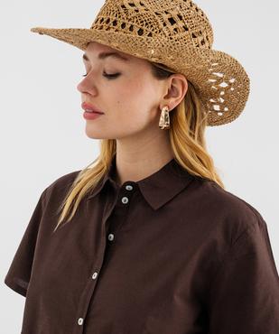 Chemise manches courtes en coton ajouré femme vue5 - GEMO(FEMME PAP) - GEMO