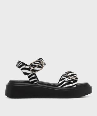 Sandales à motif animalier sur semelle plateforme femme - 5 Miles vue1 - 5 MILES - GEMO