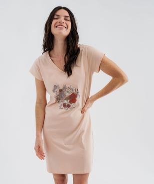 Chemise de nuit en jersey imprimé fleuri femme vue1 - GEMO 4G FEMME - GEMO