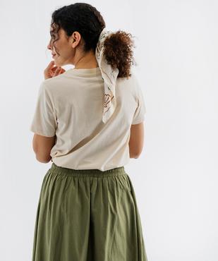 Tee-shirt manches courtes en jersey de coton imprimé à col festonné femme vue4 - GEMO(FEMME PAP) - GEMO
