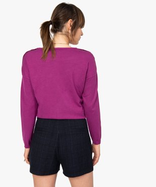 Pull femme en maille fine avec boutons sur les épaules vue3 - GEMO(FEMME PAP) - GEMO