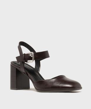 Escarpins sling back à talon large et bout carré femme - Follow Me vue2 - FOLLOW ME - GEMO