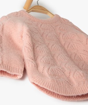 Pull bébé fille en maille ajoutée avec bas arrondi vue2 - GEMO(BEBE DEBT) - GEMO