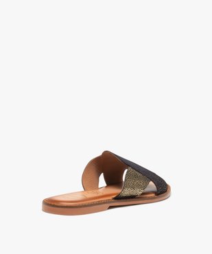 Mules femme à talon plat dessus cuir métallisé – Tanéo vue4 - TANEO - GEMO