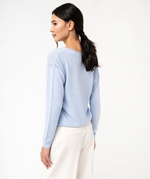 Pull à col V finitions roulottées femme vue3 - GEMO(FEMME PAP) - GEMO