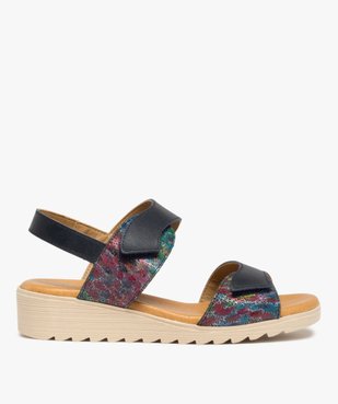Sandales femme confort à brides scratch en cuir vue1 - GEMO (CASUAL) - GEMO