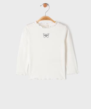 Tee-shirt manches longues à motif brodé et finitions froncées bébé fille vue2 - GEMO 4G BEBE - GEMO