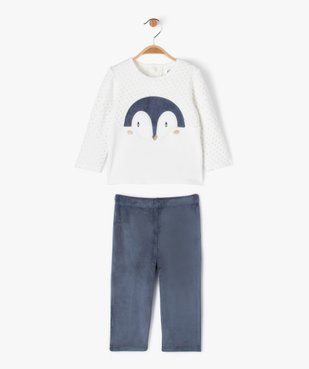 Pyjama 2 pièces en velours avec touches pailletées bébé fille vue1 - GEMO(BB COUCHE) - GEMO