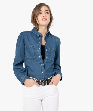Chemise femme en jean avec épaules froncées vue1 - GEMO(FEMME PAP) - GEMO
