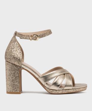 Sandales à talon haut métallisées et pailletées femme vue1 - VALENTINA BALDA - GEMO