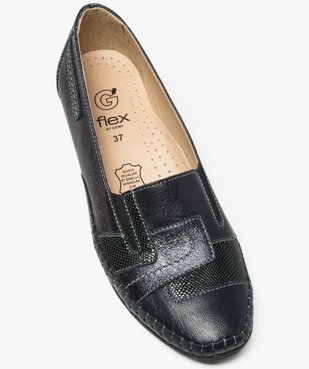 Mocassins confort femme en cuir à talon compensé vue5 - GEMO (CONFORT) - GEMO
