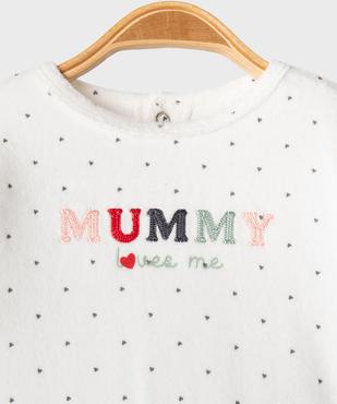 Pyjama en velours à motifs coeurs et message brodé bébé fille vue2 - GEMO 4G BEBE - GEMO