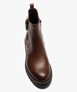 Boots femme unies à semelle crantée dessus cuir – Tanéo vue5 - TANEO - GEMO