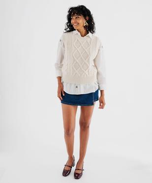 Pull sans manches à grosse maille torsadée femme - LuluCastagnette vue5 - LULUCASTAGNETTE - GEMO